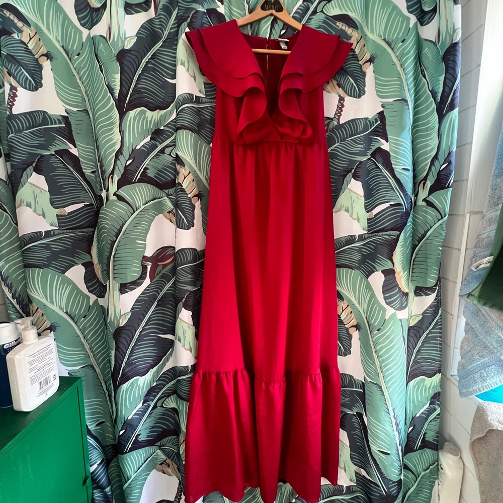 Sexy cranberry Red Maxi Dress